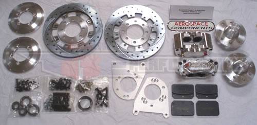 Aerospace Components - Aerospace Ford Mustang Front Pro Street Disc Brakes 2005-2006 Drilled, Slotted, Plated