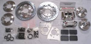 Aerospace Components - Aerospace Ford Mustang Front Pro Street Disc Brakes 1979-1993 4 Lug Drilled, Slotted, Plated