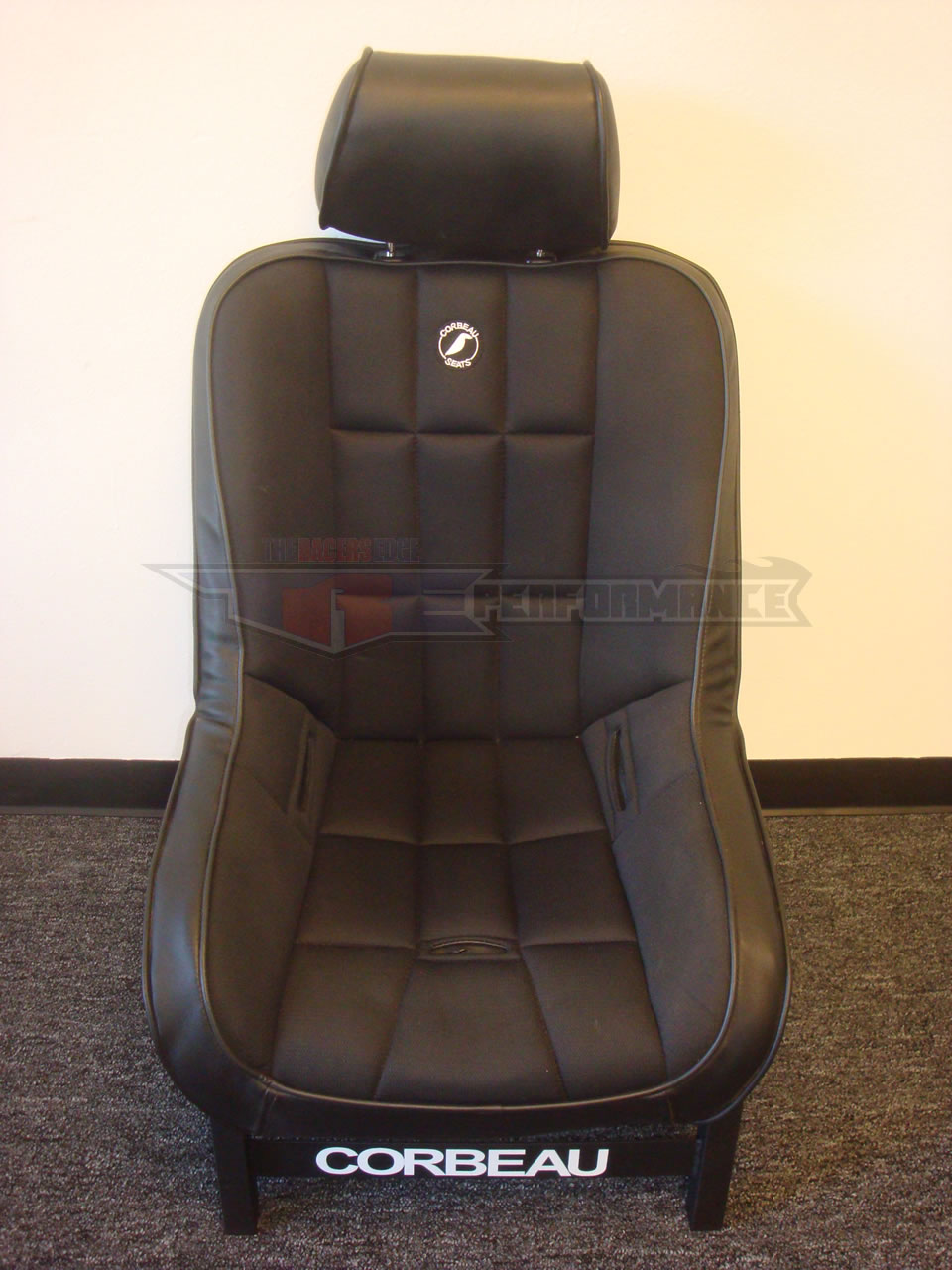 Corbeau Baja Low Back Black Vinyl/Cloth Combo Fixed Back Racing Seat w 