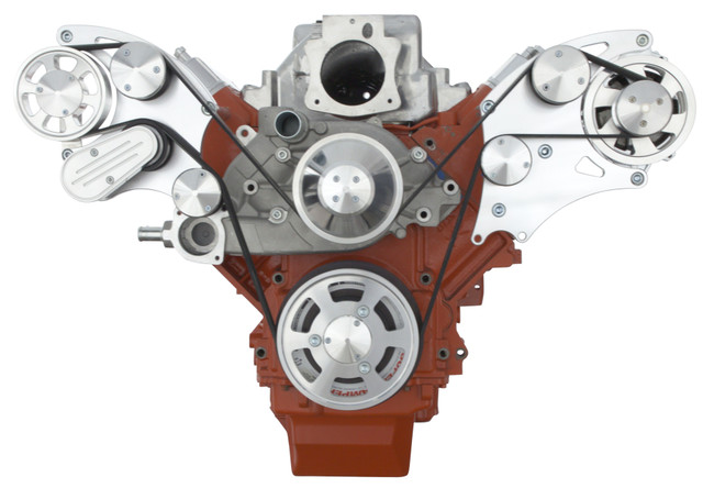 CVF Racing LS Serpentine System – LS1/LS2/LS3/LS6, Mid-Mount AC/PS/ALT, Polished Billet