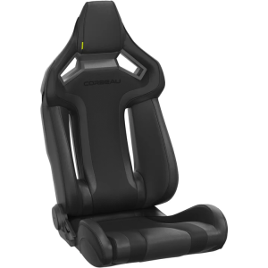 Corbeau-Blem - Blemished Corbeau FXR Black Vinyl/Cloth w/ Forged Carbon Fiber Shell Reclining Driver Side Racing Seat + Seat Heater & Lumbar - Single