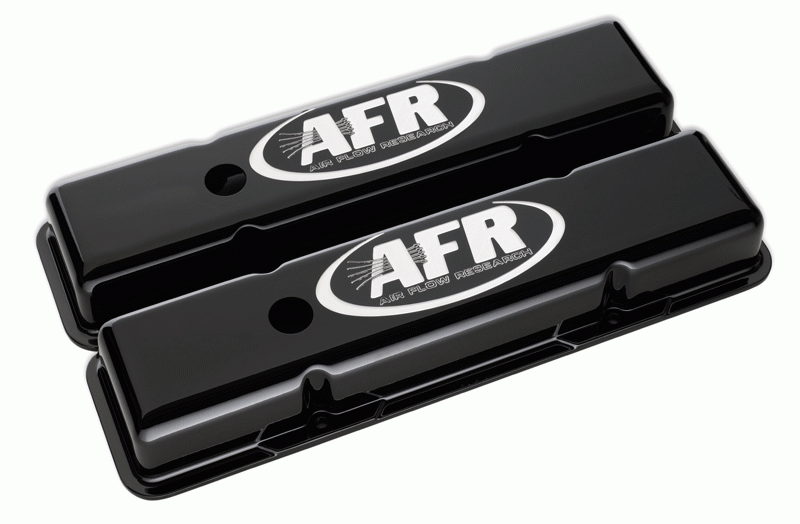 Air Flow Research - AFR SBC Aluminum Valve Standard Covers CNC Engraved, Black Powder Coat - Image 1