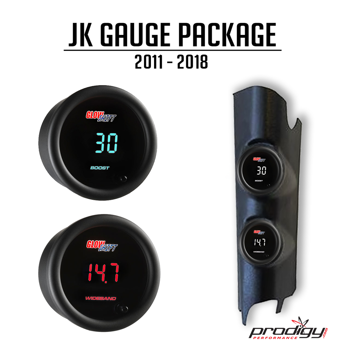 Prodigy Performance - Jeep Wrangler 2012-2018 JK 3.6L Dual Gauge Pod Package Prodigy Performance - Image 1