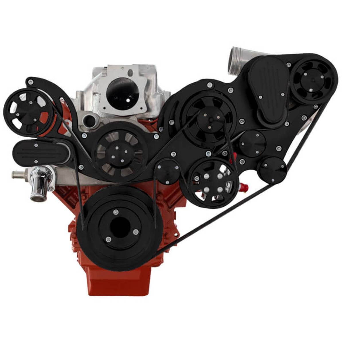 CVF Racing - CVF Wraptor Chevy LS Engine Procharger Serpentine Bracket System with Power Steering & Alternator - Black - Image 1