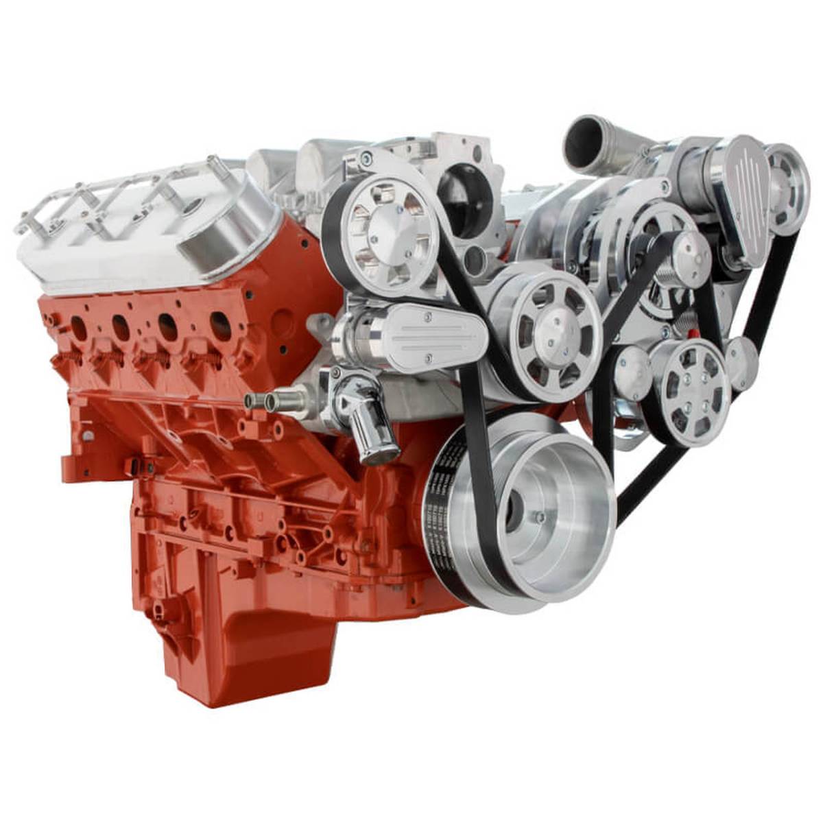 CVF Racing - CVF Wraptor Chevy LS Engine Procharger Serpentine Bracket System with Power Steering & Alternator - Polished - Image 1