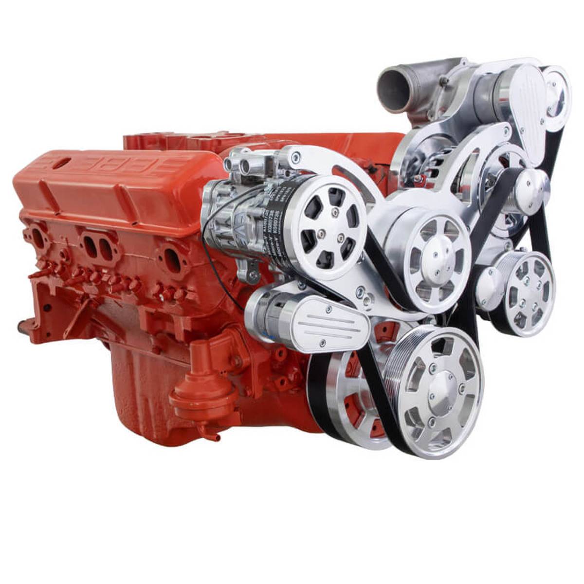 CVF Racing - CVF Wraptor 10-Rib FEAD System For Procharged SBC With AC, Power Steering & Alternator - Polished - Image 1