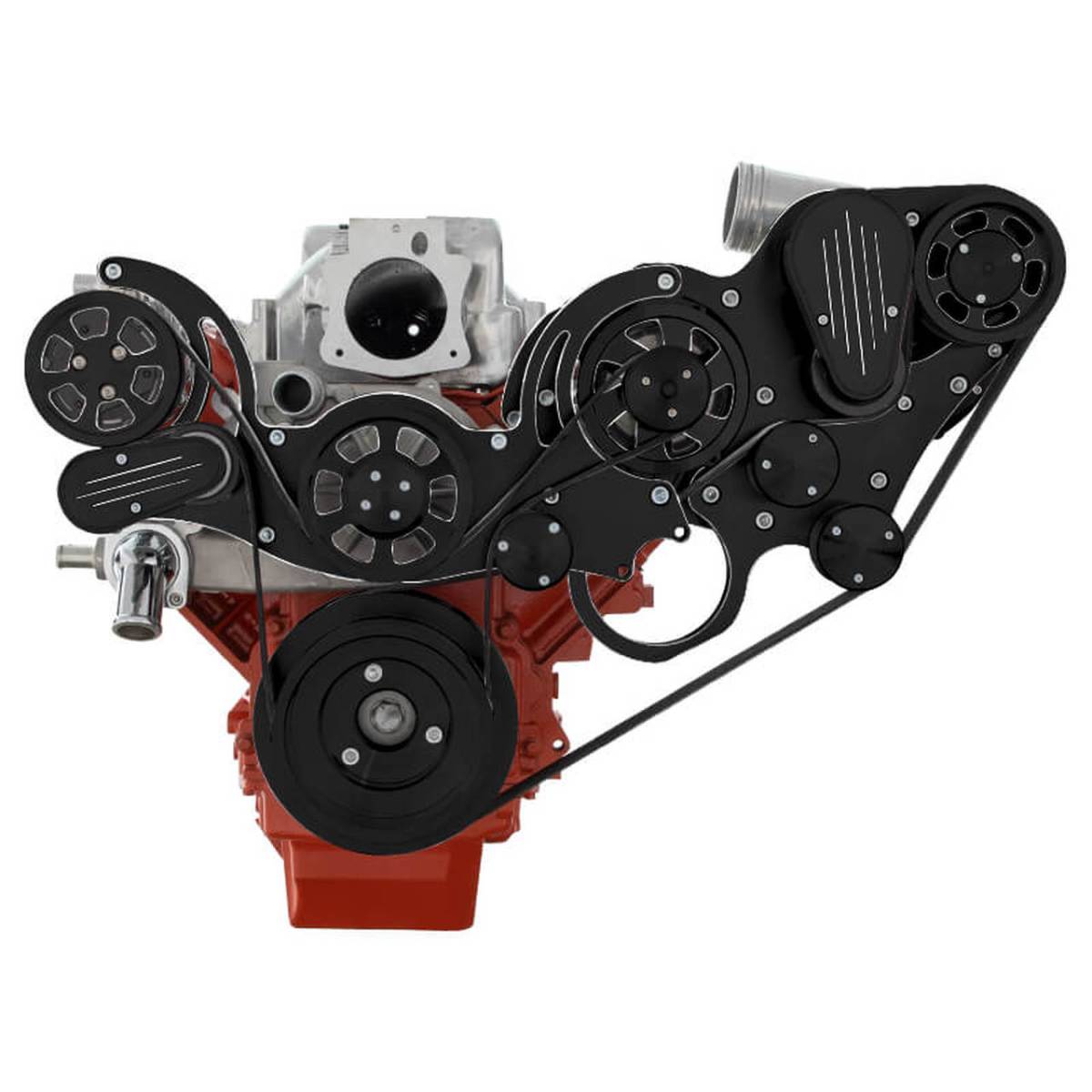 CVF Racing - CVF Wraptor Chevy LS Engine Procharger Serpentine Bracket System with AC & Alternator - Black Diamond Finish - Image 1