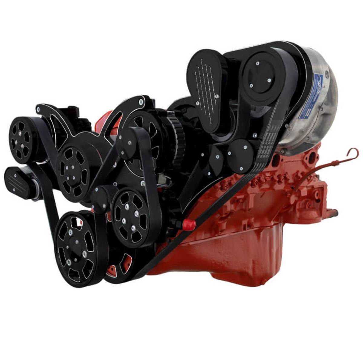 CVF Racing - CVF Wraptor FEAD System For Procharged SBC With AC, Power Steering & Alternator - Black Diamond - Image 1