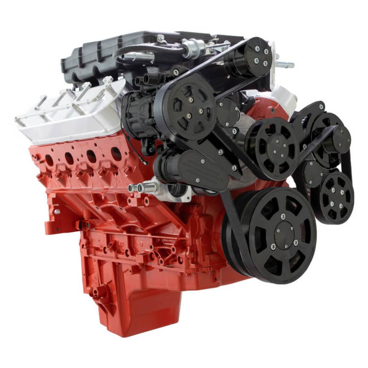 CVF Racing - CVF Wraptor Chevy LS Engine Magnuson Serpentine Bracket System with Alternator AC and Power Steering - Black - Image 1
