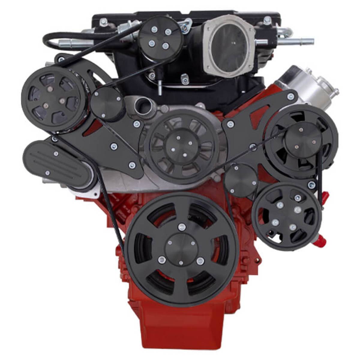 CVF Racing - CVF Wraptor Chevy LS Engine Magnuson Serpentine Bracket System with Alternator & PS - Black - Image 1