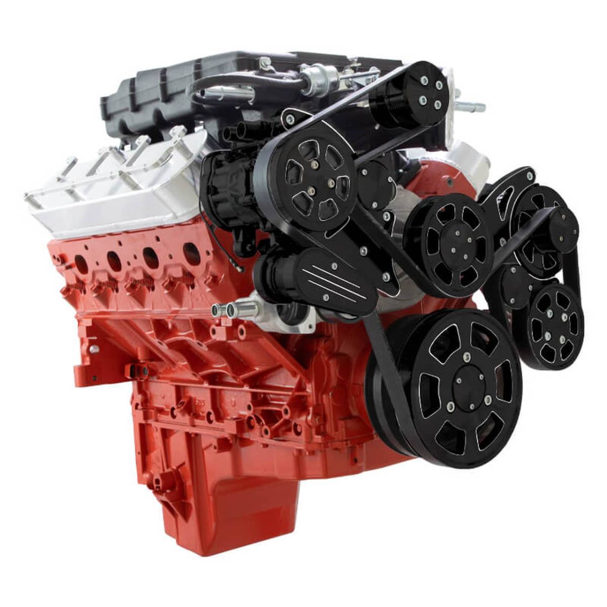 CVF Racing - CVF Wraptor Chevy LS Engine Magnuson Serpentine Bracket System with Alternator & PS - Black Diamond Finish - Image 1