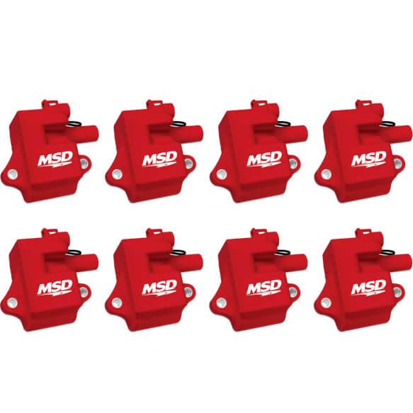 Holley - MSD Ignition Coils Pro Power Series 1997-2004 GM LS1/LS6 Engines, Red, 8-Pack - Image 1
