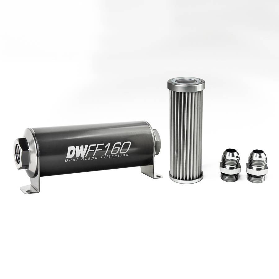 DeatschWerks - DeatshWerks In-Line Universal Fuel Filter Kit - Stainless Steel 5 micron, 10AN, 160mm - Image 1
