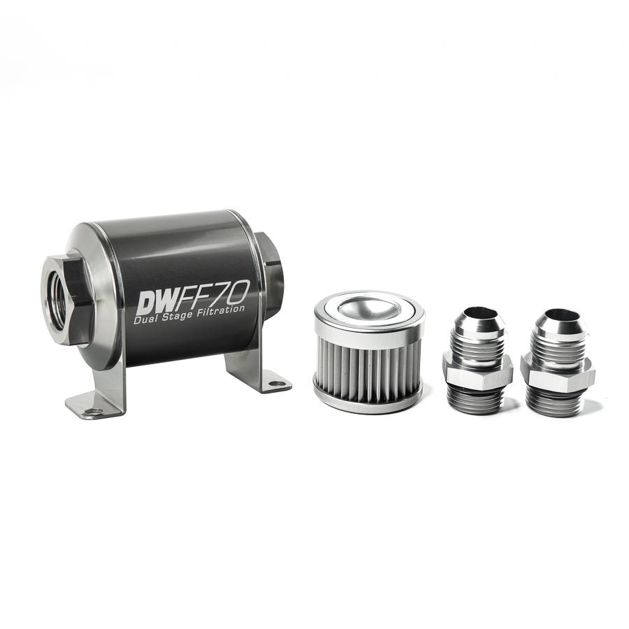 DeatschWerks - DeatshWerks In-Line Universal Fuel Filter Kit - Stainless Steel 10 Micron, 10AN, 70mm - Image 1