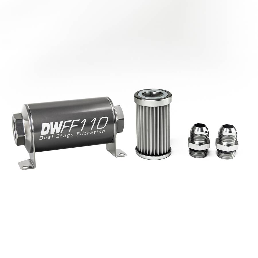 DeatschWerks - DeatshWerks In-Line Universal Fuel Filter Kit - Stainless Steel 5 Micron, 10AN, 110mm - Image 1