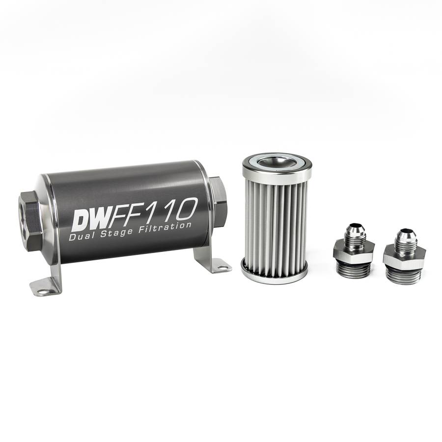 DeatschWerks - DeatshWerks In-Line Universal Fuel Filter Kit - Stainless Steel 5 Micron, 6AN, 110mm - Image 1