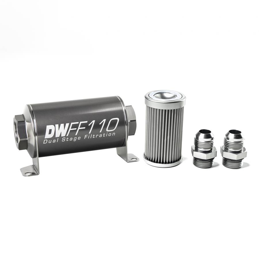 DeatschWerks - DeatshWerks In-Line Universal Fuel Filter Kit - Stainless Steel 10 Micron, 10AN, 110mm - Image 1
