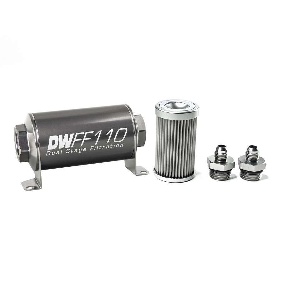DeatschWerks - DeatshWerks In-Line Universal Fuel Filter Kit - Stainless Steel 10 Micron, 6AN, 110mm - Image 1