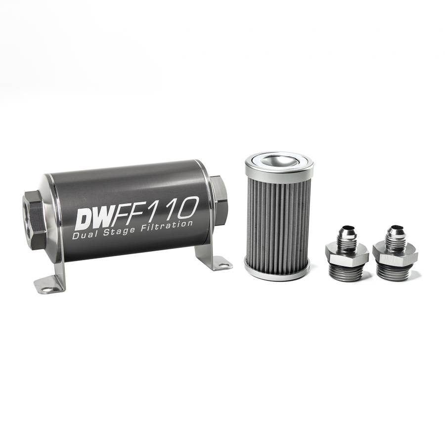 DeatschWerks - DeatshWerks In-Line Universal Fuel Filter Kit - Stainless Steel 40 Micron, 6AN, 110mm - Image 1