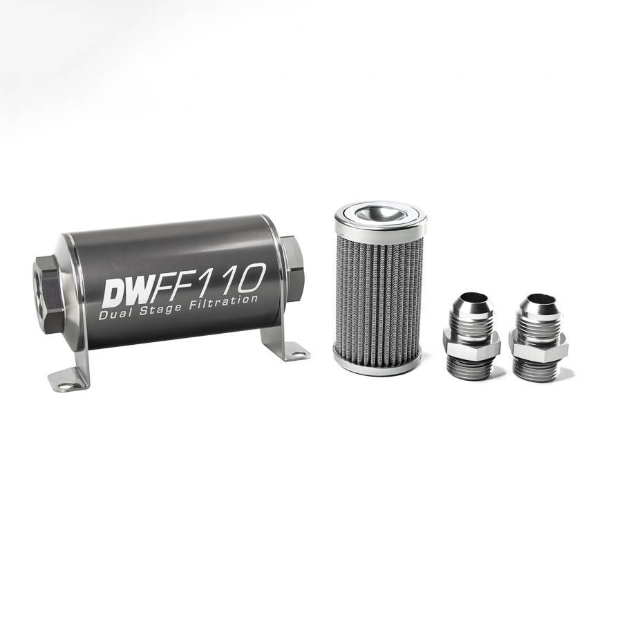 DeatschWerks - DeatshWerks In-Line Universal Fuel Filter Kit - Stainless Steel 100 Micron, 10AN, 110mm - Image 1