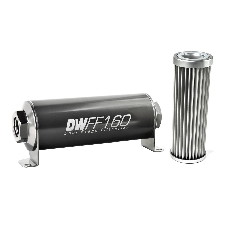 DeatschWerks - DeatshWerks In-Line Universal Fuel Filter Kit - Stainless Steel 5 Micron, 160mm - Image 1