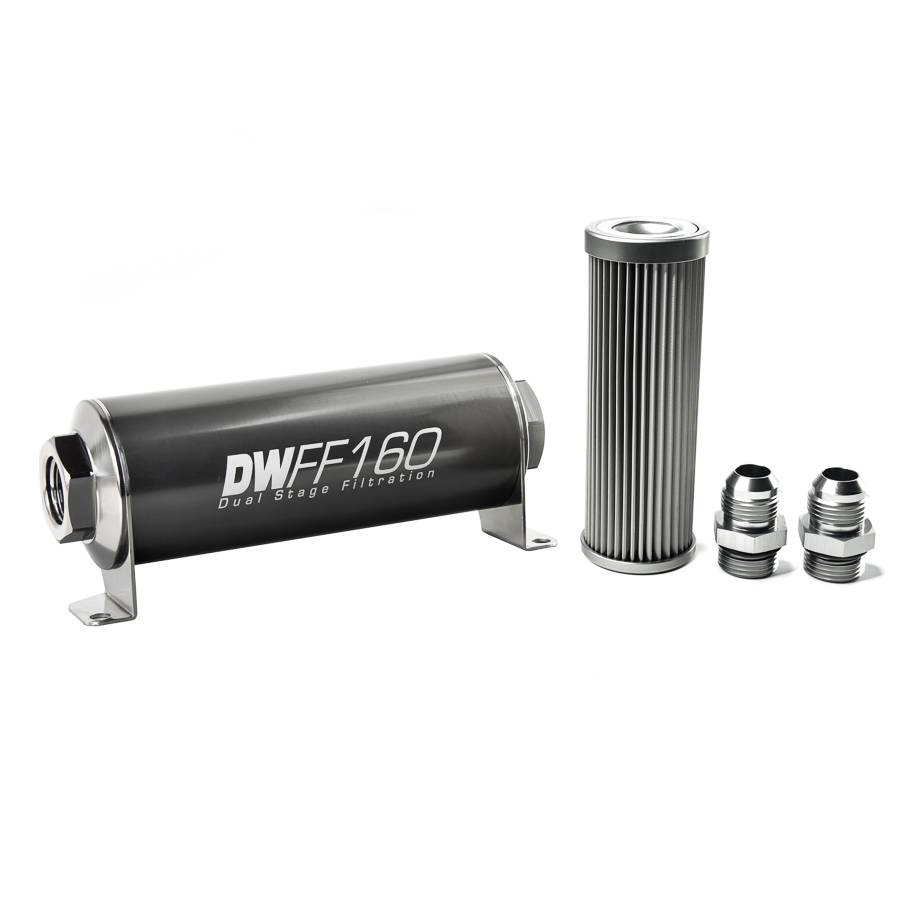 DeatschWerks - DeatshWerks In-Line Universal Fuel Filter Kit - Stainless Steel 10 micron, 10AN, 160mm - Image 1