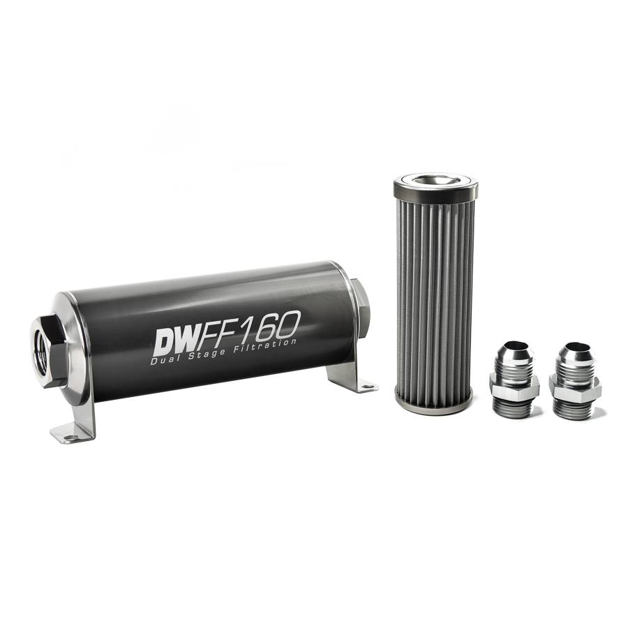 DeatschWerks - DeatshWerks In-Line Universal Fuel Filter Kit - Stainless Steel 40 micron, 10AN, 160mm - Image 1