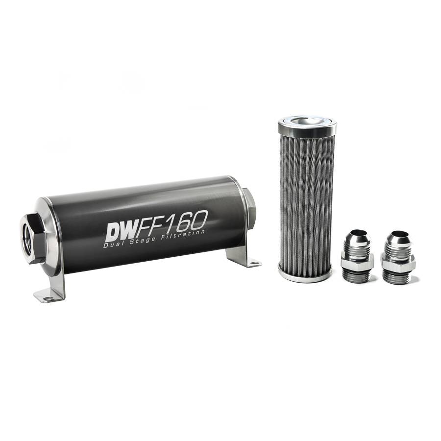 DeatschWerks - DeatshWerks In-Line Universal Fuel Filter Kit - Stainless Steel 100 micron, 10AN, 160mm - Image 1