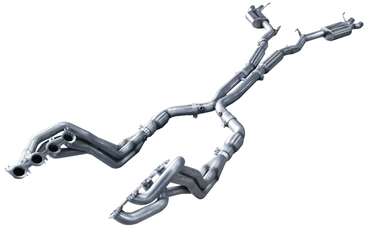 American Racing Headers - ARH Shelby GT350 Mustang 2016+ 2" x 3" Long Tube Headers With Full Catted X-Pipe & Resonators Quad Stainless Steel Exhaust Tips - Image 1