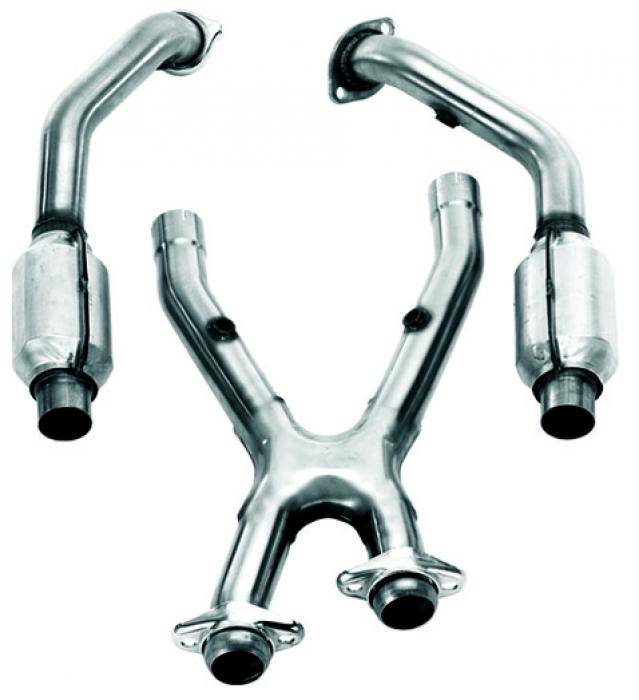 Bassani - Bassani Ford Mustang 1999-2003 4.6L 2V 2 1/2" X-Pipe & Catted Connection Pipes - Image 1