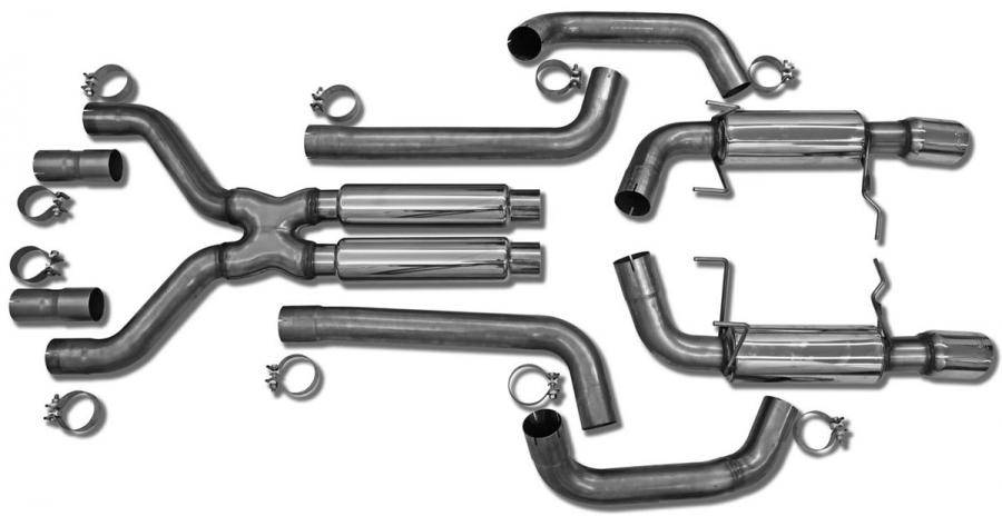 Bassani - Bassani Ford Mustang GT500 2011-2012 5.4L 3" Cat Back With Dual Stainless Steel Tips - Image 1