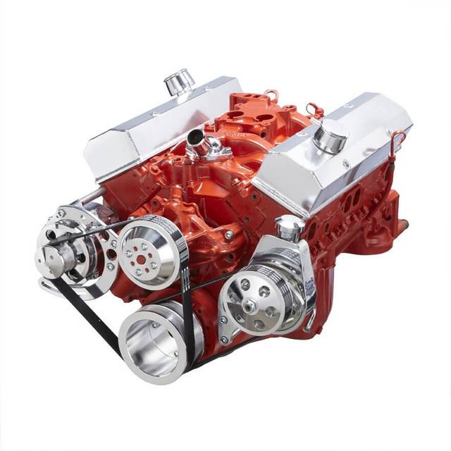 CVF Racing - CVF Chevy Small Block Serpentine Conversion System with Power Steering & Alternator Brackets, For Long Water Pump - Polished - Image 1