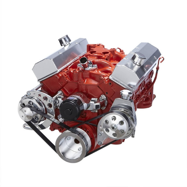 CVF Racing - CVF Chevy Small Block Serpentine Conversion System with Alternator, Power Steering Brackets, For Electric Water Pump - Polished - Image 1