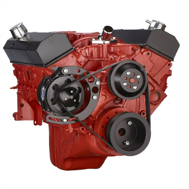 CVF Racing - CVF Chevy Small Block Serpentine Conversion System with Alternator Only Brackets, For Long Water Pump - Black - Image 1