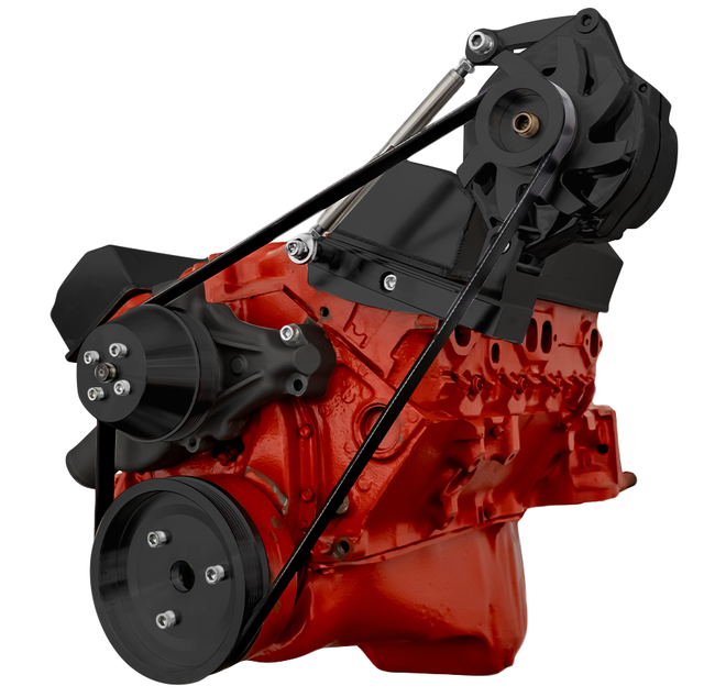 CVF Racing - CVF Chevy Small Block Serpentine Conversion System with Alternator Only Bracket (6 Rib) - Black - Image 1