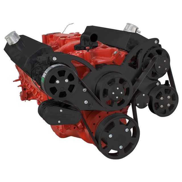 CVF Racing - CVF Chevy Small Block Serpentine System with AC, Power Steering & Alternator (All Inclusive) - Black - Image 1