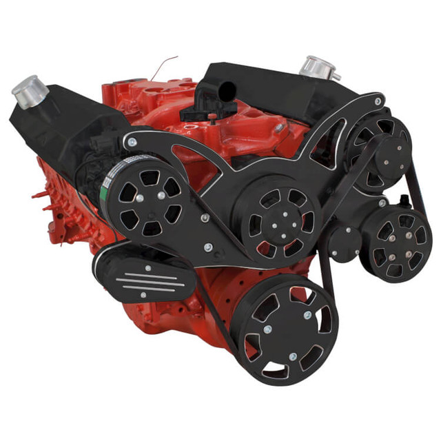 CVF Racing - CVF Chevy Small Block Serpentine System with AC, Power Steering & Alternator (All Inclusive) - Black Diamond - Image 1