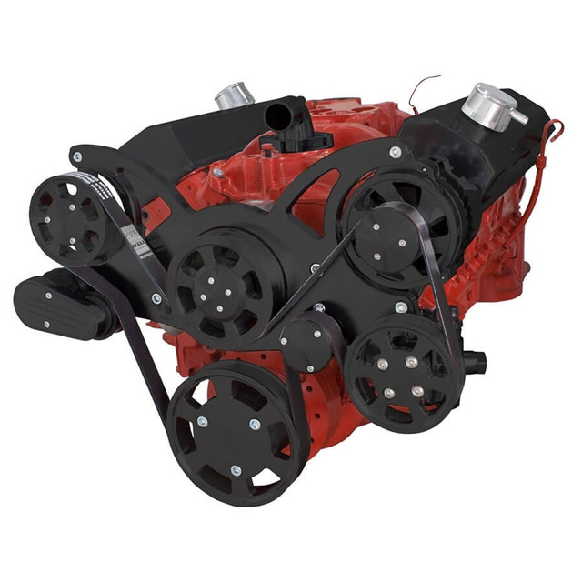 CVF Racing - CVF Chevy Small Block Serpentine System with Power Steering & Alternator (All Inclusive) - Black - Image 1