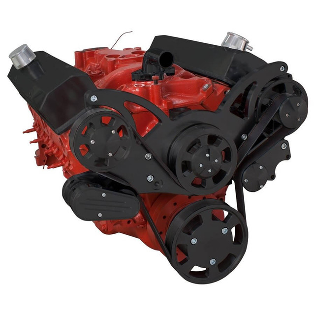 CVF Racing - CVF Chevy Small Block Serpentine System with AC & Alternator (All Inclusive) - Black - Image 1