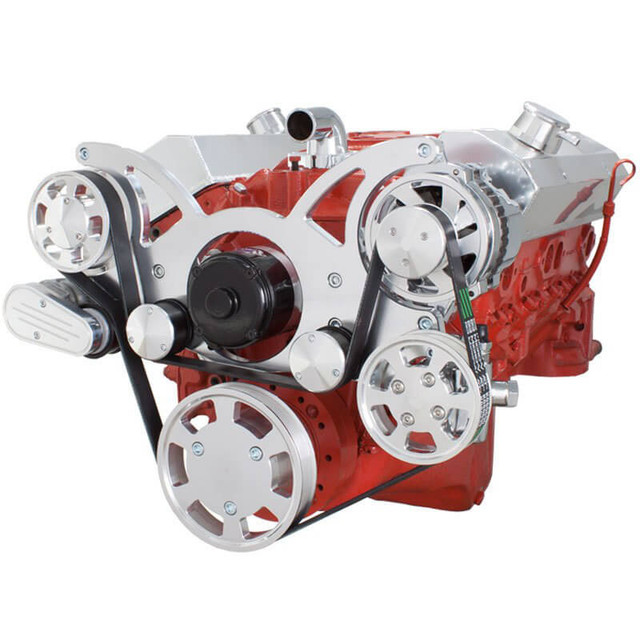 CVF Racing - CVF Chevy Small Block Serpentine System with Power Steering & Alternator with Electric Water Pump (All Inclusive) - Polished - Image 1