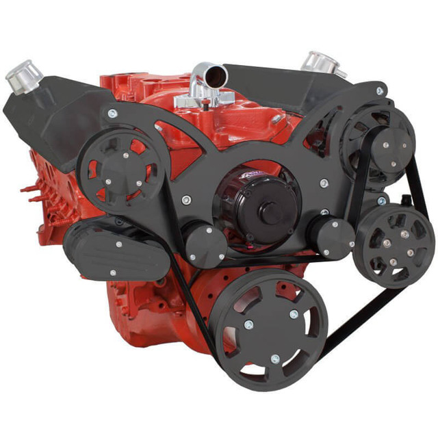 CVF Racing - CVF Chevy Small Block Serpentine System with Power Steering & Alternator with Electric Water Pump (All Inclusive) - Black - Image 1