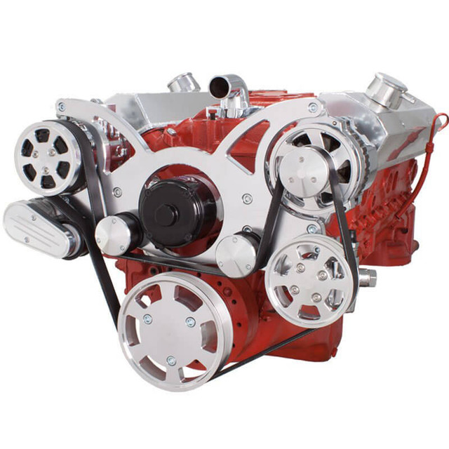 CVF Racing - CVF Chevy Small Block Serpentine System with AC, Power Steering & Alternator with Electric Water Pump (All Inclusive) - Polished - Image 1