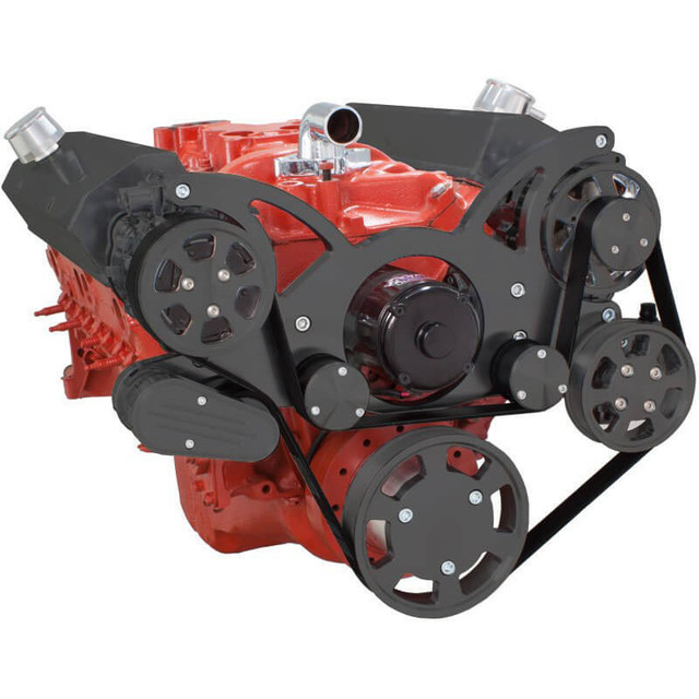 CVF Racing - CVF Chevy Small Block Serpentine System with AC, Power Steering & Alternator with Electric Water Pump (All Inclusive) - Black - Image 1