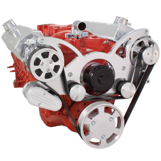 CVF Racing - CVF Chevy Small Block Serpentine System with AC & Alternator with Electric Water Pump (All Inclusive) - Polished - Image 1