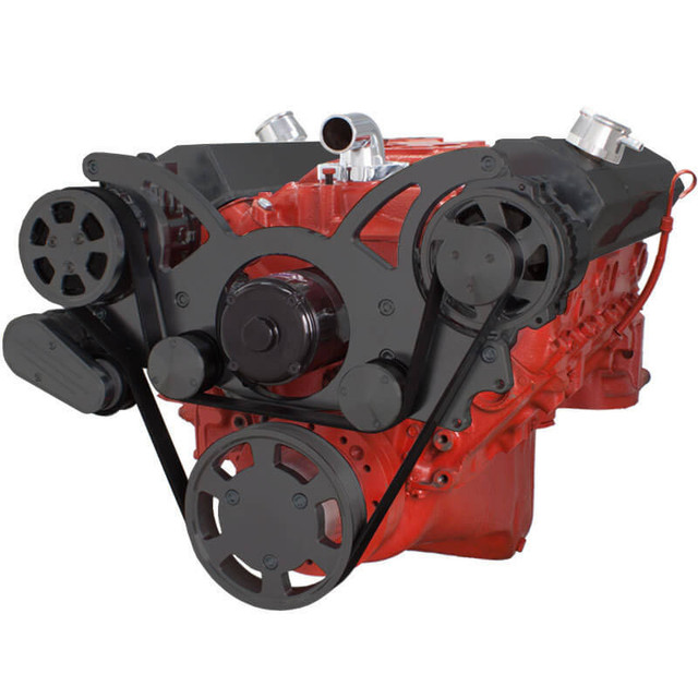 CVF Racing - CVF Chevy Small Block Serpentine System with AC & Alternator with Electric Water Pump (All Inclusive) - Black - Image 1