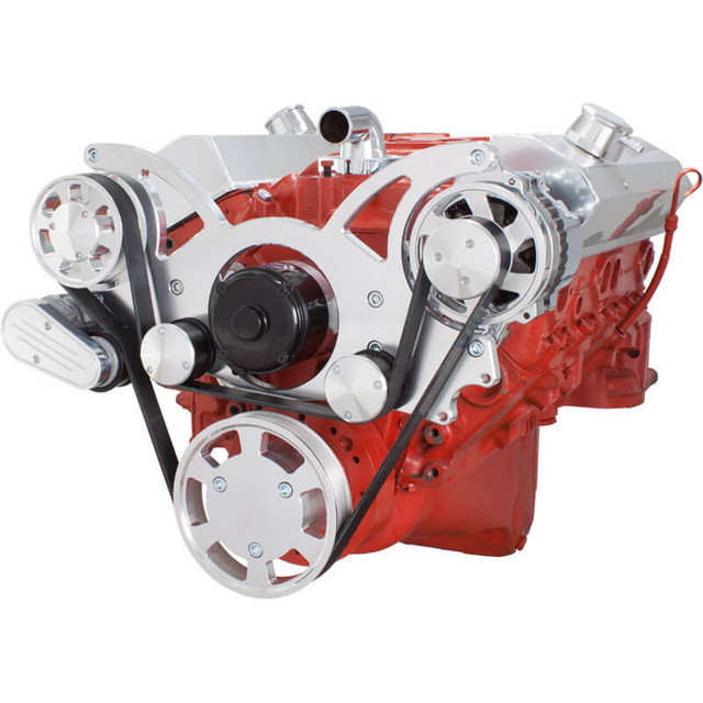 CVF Racing - CVF Chevy Small Block Serpentine System with Alternator Only with Electric Water Pump (All Inclusive) - Polished - Image 1