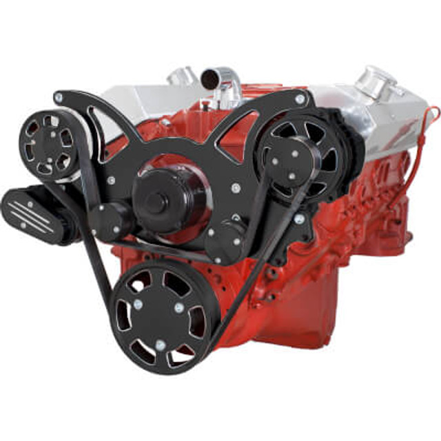 CVF Racing - CVF Chevy Small Block Serpentine System with Alternator Only with Electric Water Pump (All Inclusive) - Black Diamond - Image 1