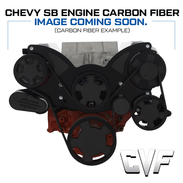 CVF Racing - CVF Chevy Small Block Serpentine System with AC, Power Steering & Alternator with Electric Water Pump (All Inclusive) - Black W/ Carbon Fiber Inlay - Image 1