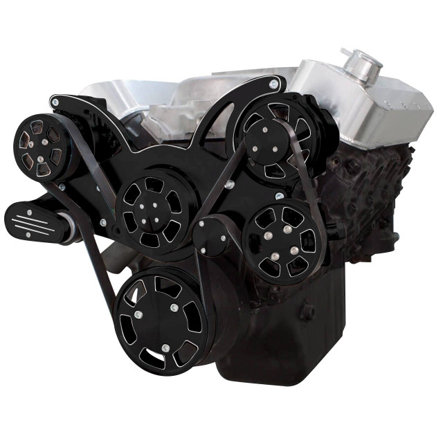 CVF Racing - CVF Chevy Big Block Serpentine System with AC, Power Steering & Alternator (All Inclusive) - Black Diamond - Image 1