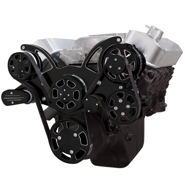 CVF Racing - CVF Chevy Big Block Serpentine System with Power Steering & Alternator (All Inclusive) - Black Diamond - Image 1